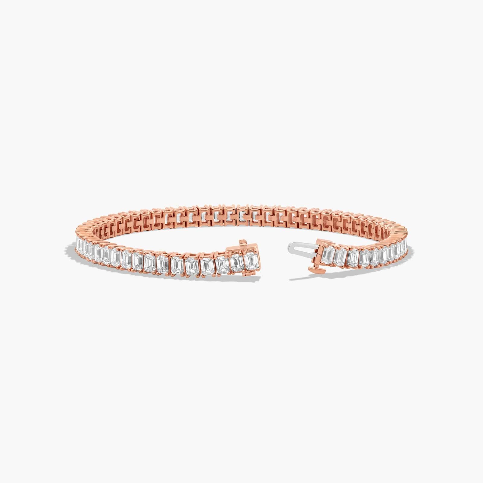 Tennis Bracelet With 10 CTW Emerald Cut Diamonds In 14K Rose Gold (7")