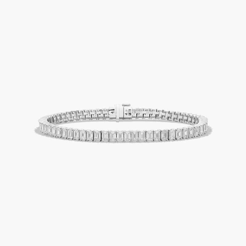 Tennis Bracelet With 10 CTW Emerald Cut Diamonds In 14K White Gold (7")