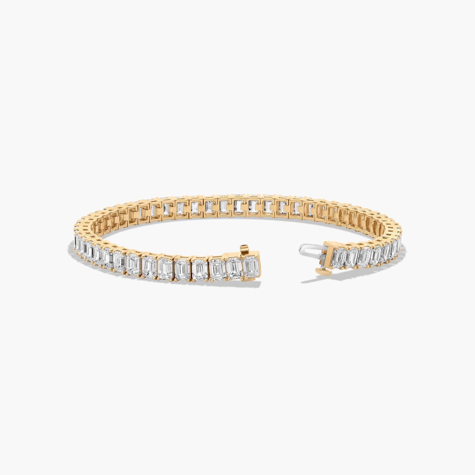 Tennis Bracelet With 15 CTW Emerald Cut Lab-Grown Diamonds In 14K Yellow Gold (7")