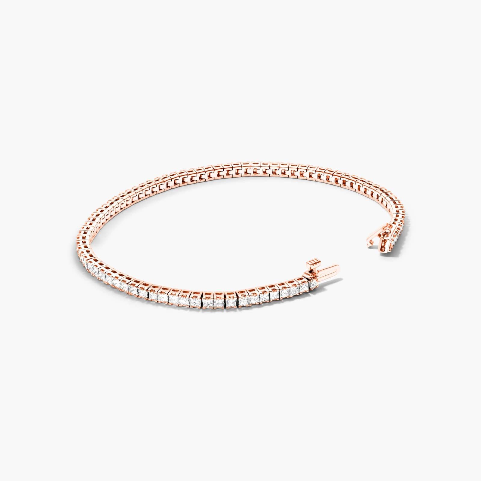 Tennis Bracelet With 5 CTW Princess Cut Diamonds In 14K Rose Gold