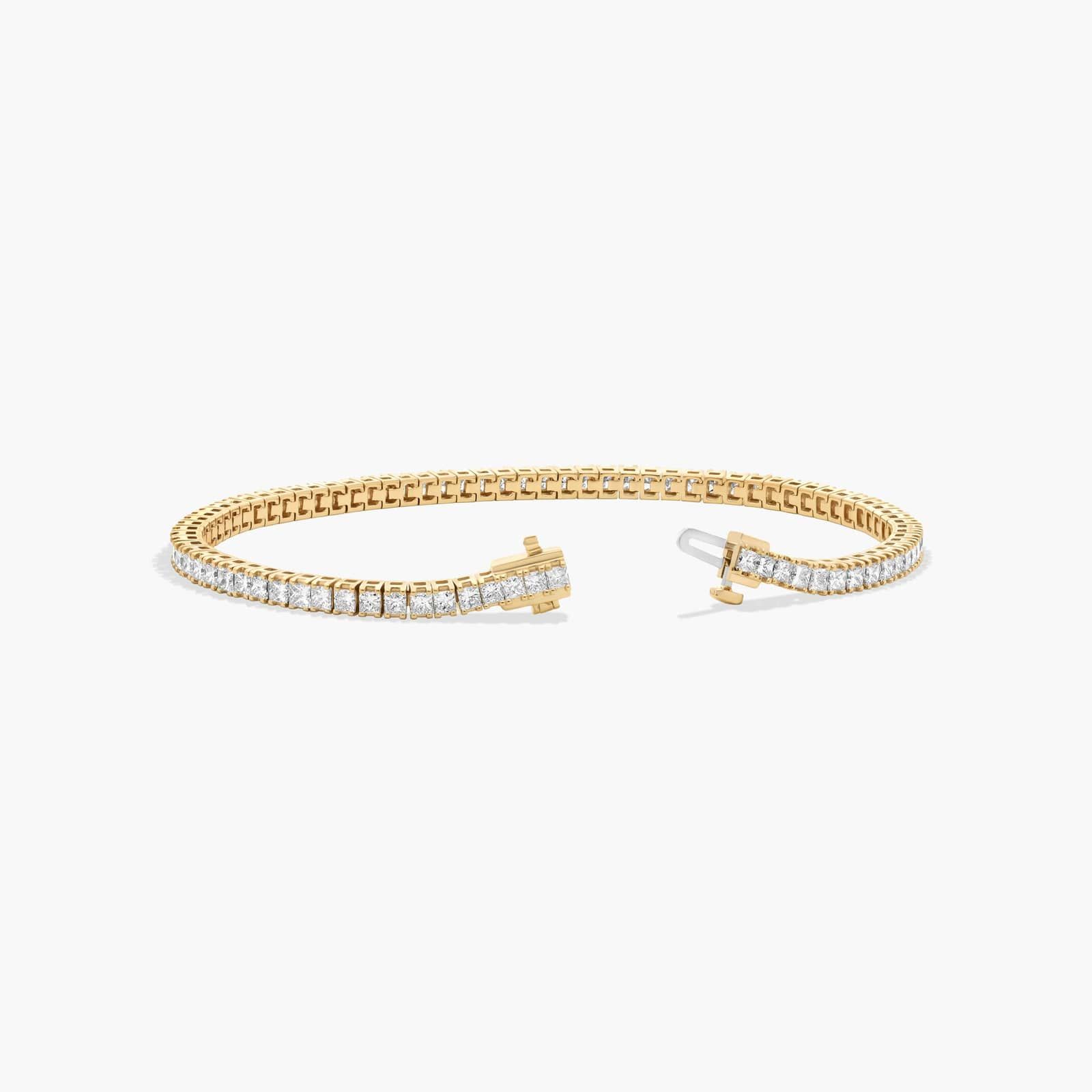 Tennis Bracelet With 5 CTW Princess Cut Lab-Grown Diamonds In 14K Yellow Gold