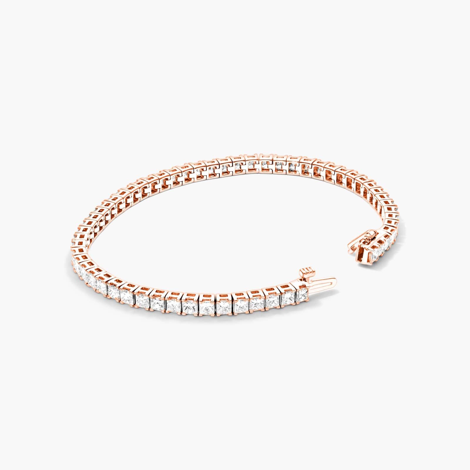 Tennis Bracelet With 8 CTW Princess Cut Diamonds In 14K Rose Gold