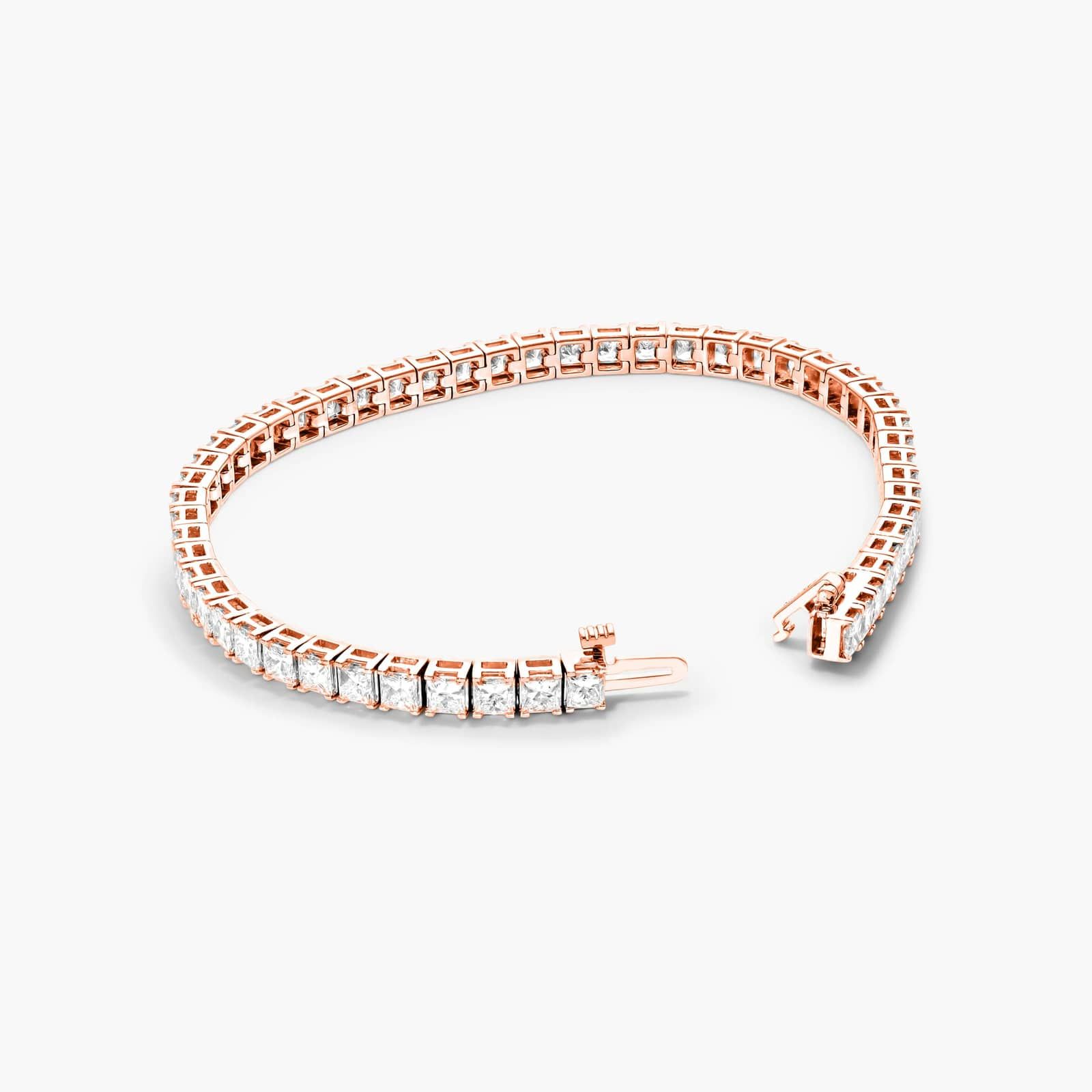 Tennis Bracelet With 10 CTW Princess Cut Diamonds In 14K Rose Gold