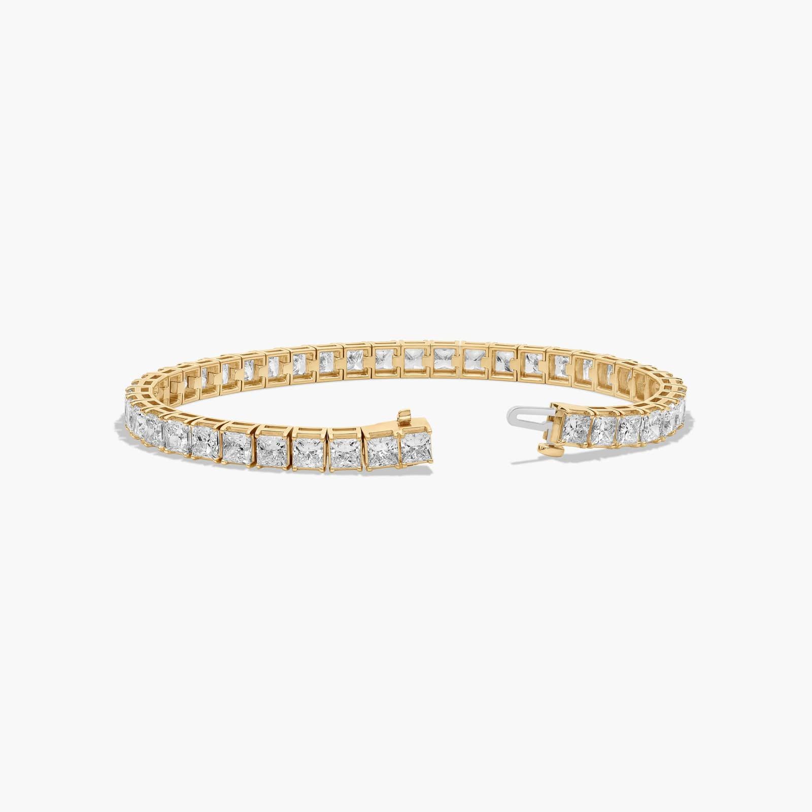 Tennis Bracelet With 15 CTW Princess Cut Lab-Grown Diamonds In 14K Yellow Gold