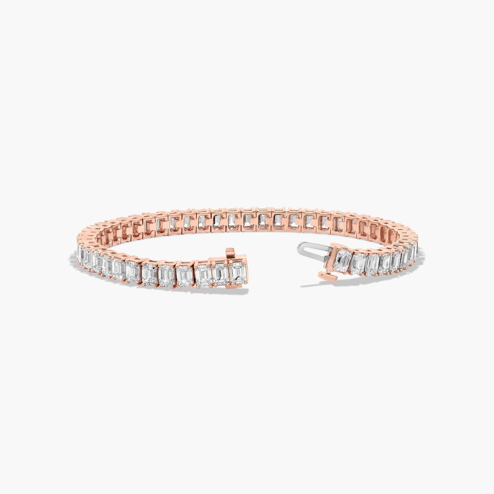 Tennis Bracelet With 10 CTW Emerald Cut Diamonds In 14K Rose Gold (6")