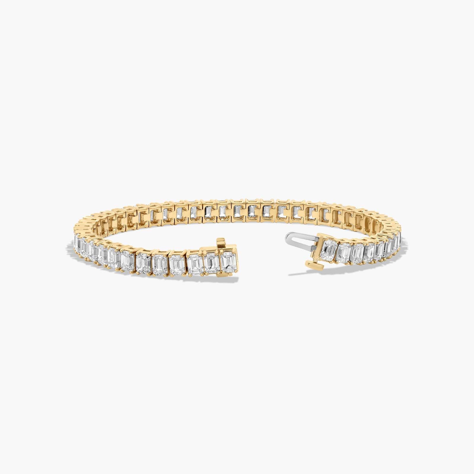 Tennis Bracelet With 10 CTW Emerald Cut Lab-Grown Diamonds In 14K Yellow Gold (6")