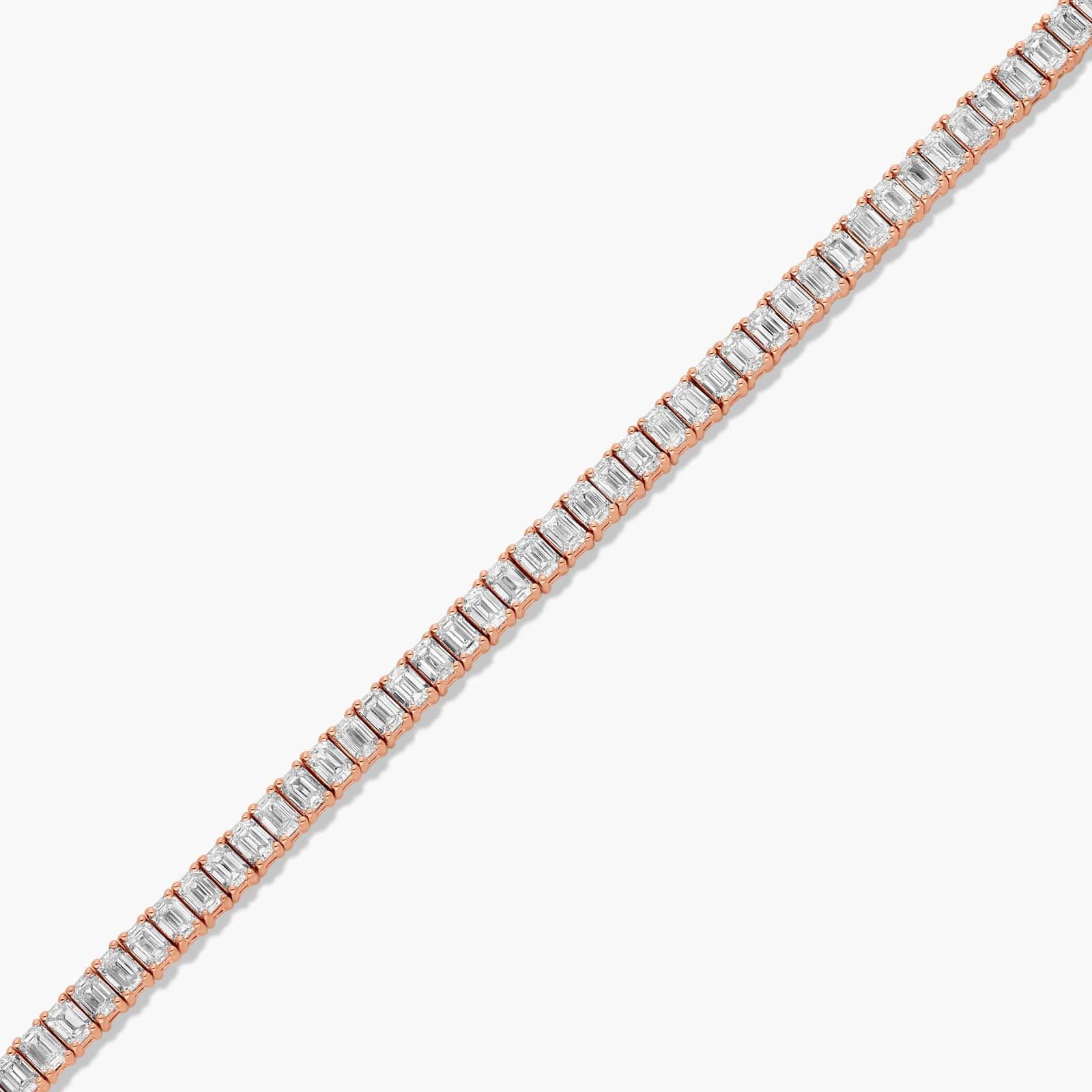 Tennis Bracelet With 5 CTW Emerald Cut Diamonds In 14K Rose Gold (8")