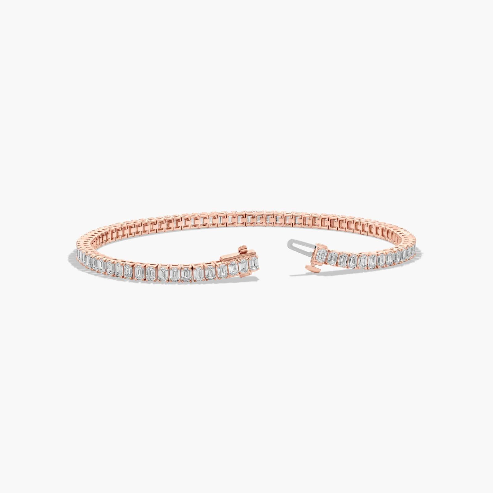 Tennis Bracelet With 8 CTW Emerald Cut Diamonds In 14K Rose Gold (8")