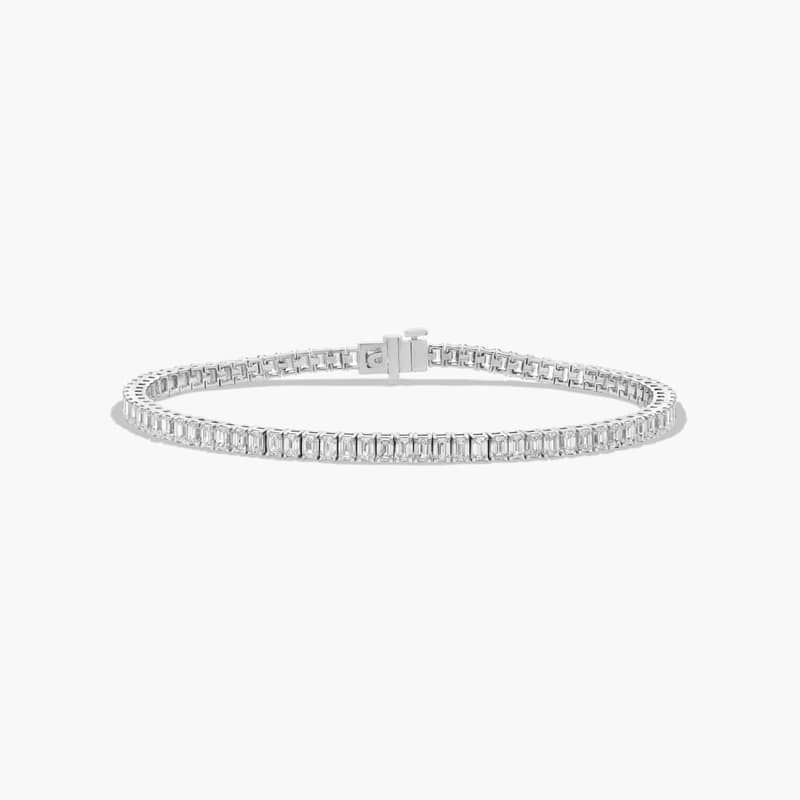 Tennis Bracelet With 8 CTW Emerald Cut Lab-Grown Diamonds In 14K White Gold (8")