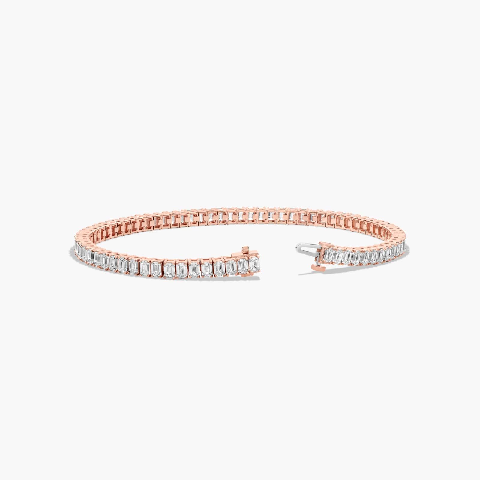 Tennis Bracelet With 10 CTW Emerald Cut Diamonds In 14K Rose Gold (8")