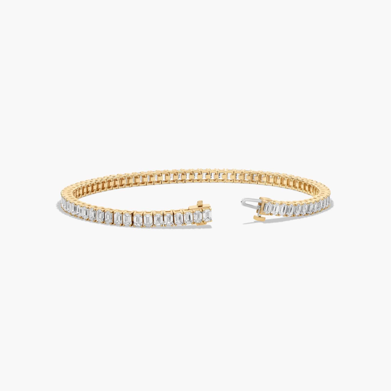 Tennis Bracelet With 10 CTW Emerald Cut Lab-Grown Diamonds In 14K Yellow Gold (8")