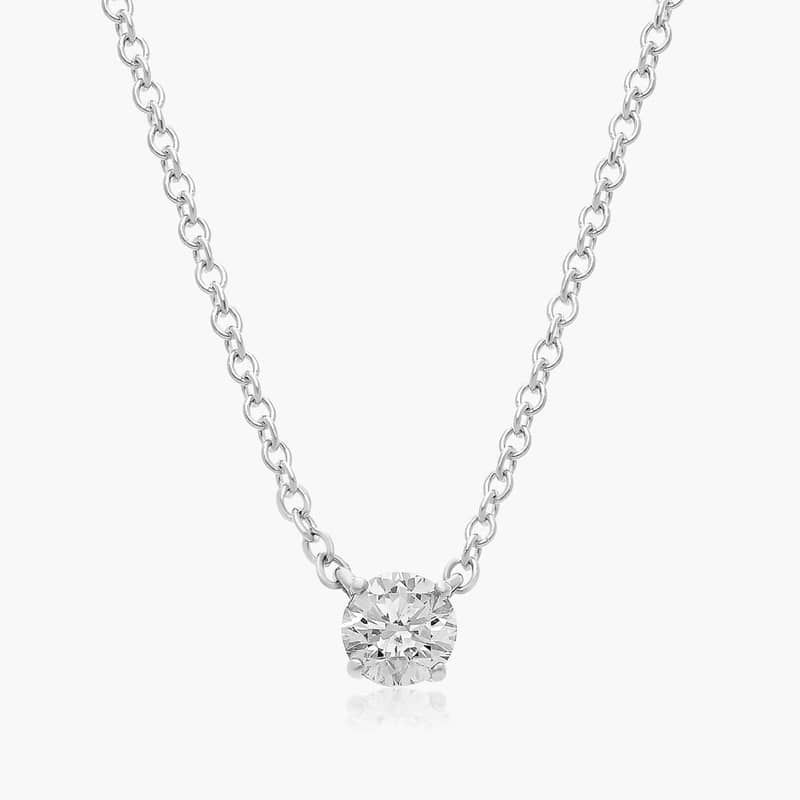 14K White Gold Four Prong Basket Solitaire Lab-Grown Diamond Pendant (0.25 CTW - F-G / VS2-SI1)