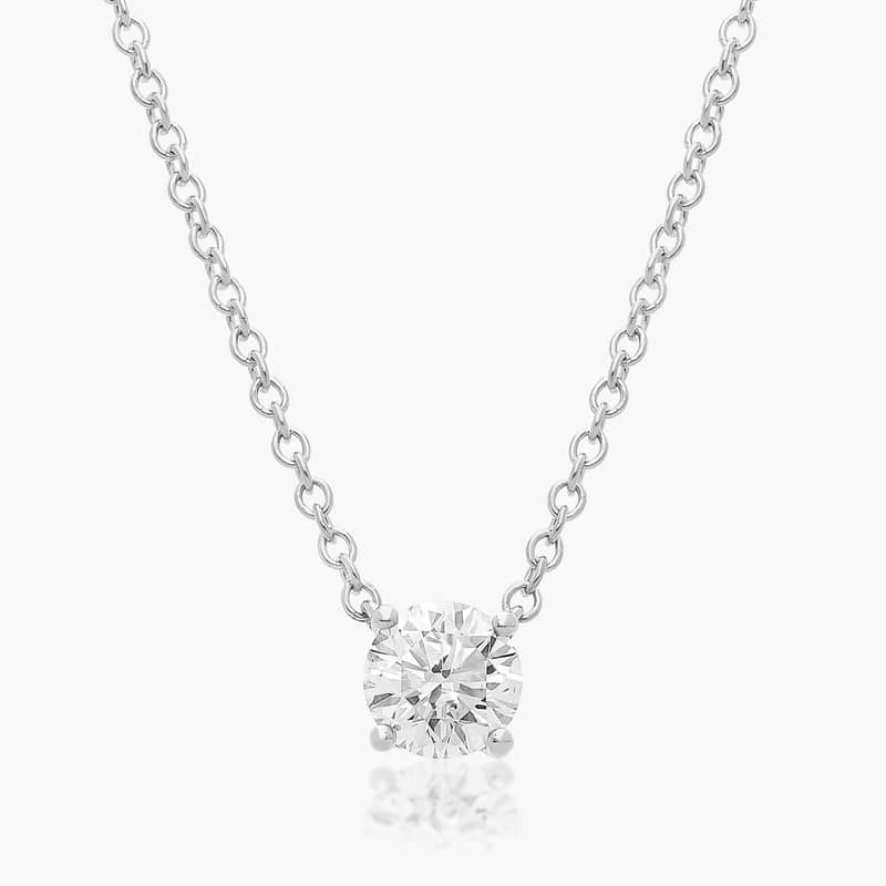 14K White Gold Four Prong Basket Solitaire Lab-Grown Diamond Pendant (0.50 CTW - F-G /VS2-SI1)