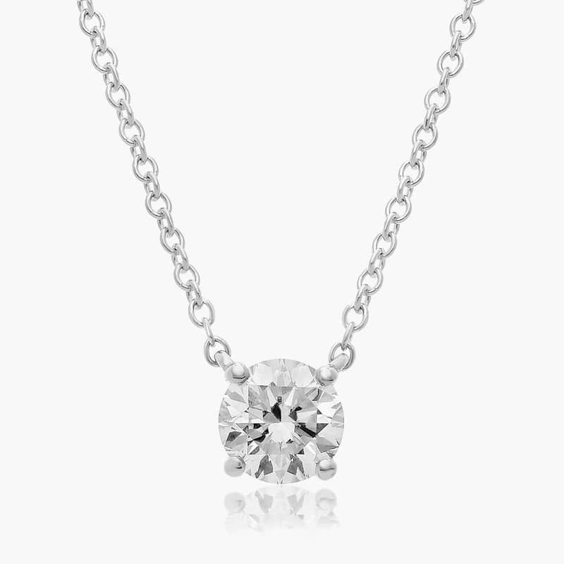 14K White Gold Four Prong Basket Solitaire Lab-Grown Diamond Pendant (0.75 CTW - F-G / VS2-SI1)
