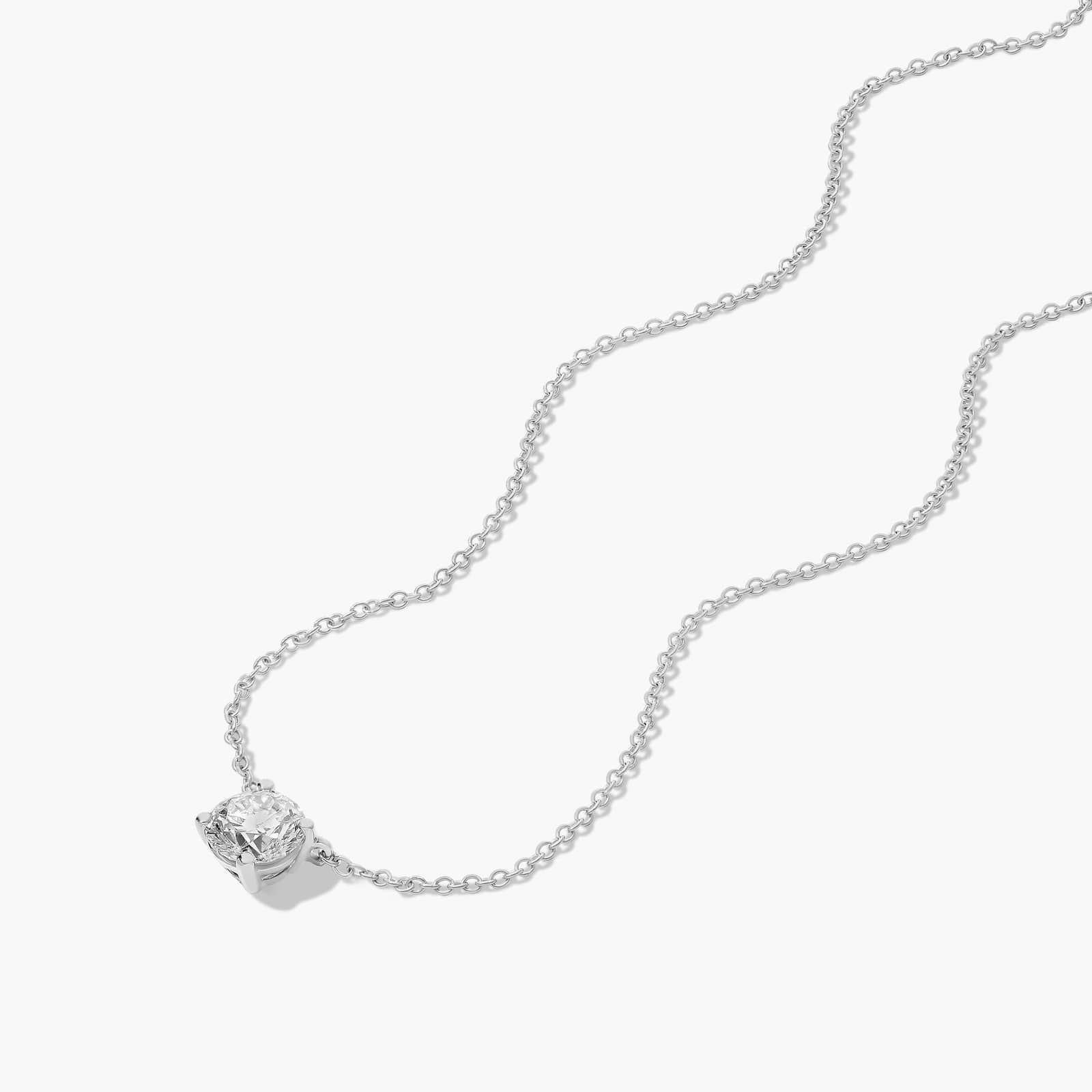 14K White Gold Four Prong Basket Solitaire Lab-Grown Diamond Pendant (0.75 CTW - F-G / VS2-SI1)