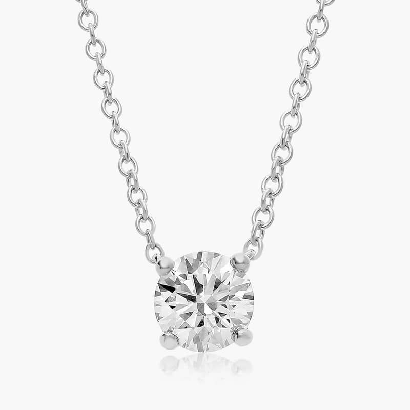 14K White Gold Four Prong Basket Solitaire Lab-Grown Diamond Pendant (1.00 CTW - F-G / VS2-SI1)