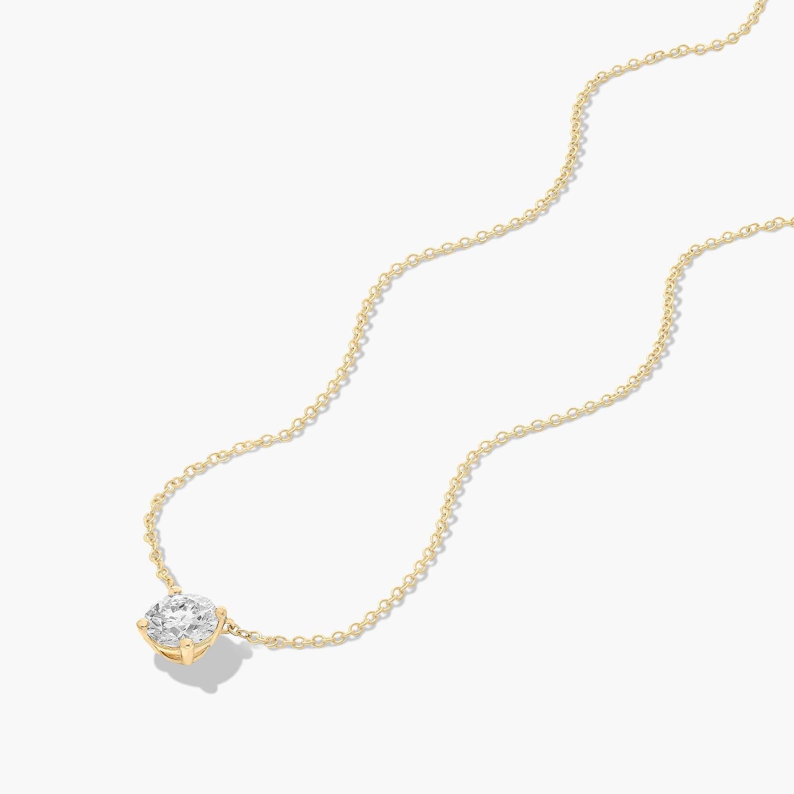 14K Yellow Gold Four Prong Basket Solitaire Lab-Grown Diamond Pendant (1.00 CTW - F-G / VS2-SI1)