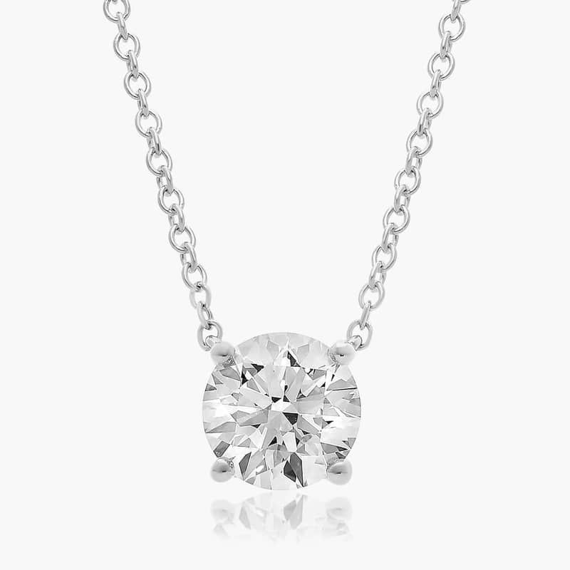 14K White Gold Four Prong Basket Solitaire Lab-Grown Pendant (1.50 CTW - F-G / VS2-SI1)