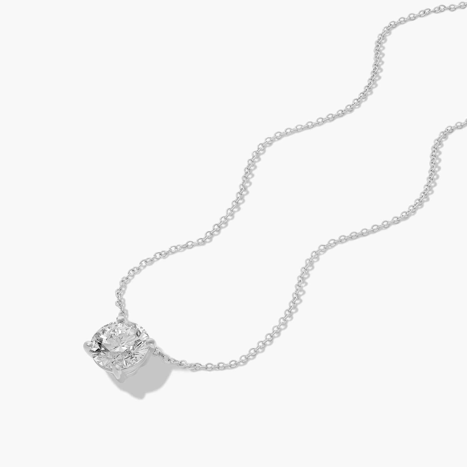 14K White Gold Four Prong Basket Solitaire Lab-Grown Pendant (1.50 CTW - F-G / VS2-SI1)