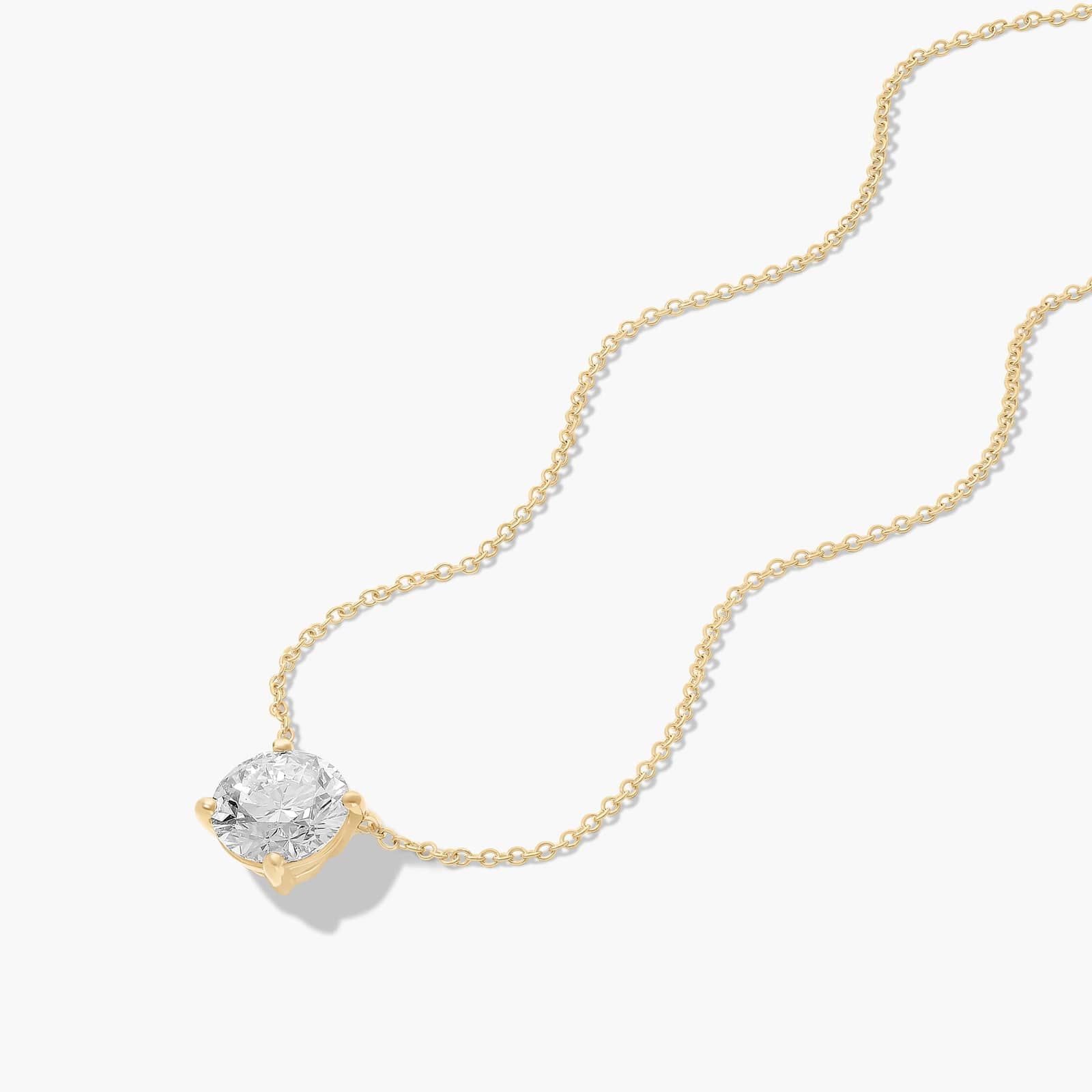 14K Yellow Gold Four Prong Basket Solitaire Lab-Grown Pendant (1.50 CTW - F-G / VS2-SI1)