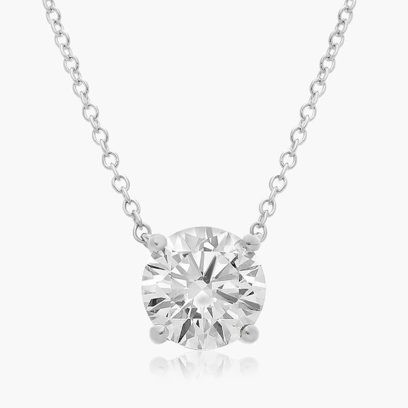 14K White Gold Four Prong Basket Solitaire Lab-Grown Pendant (2.00 CTW - F-G / VS2-SI1)