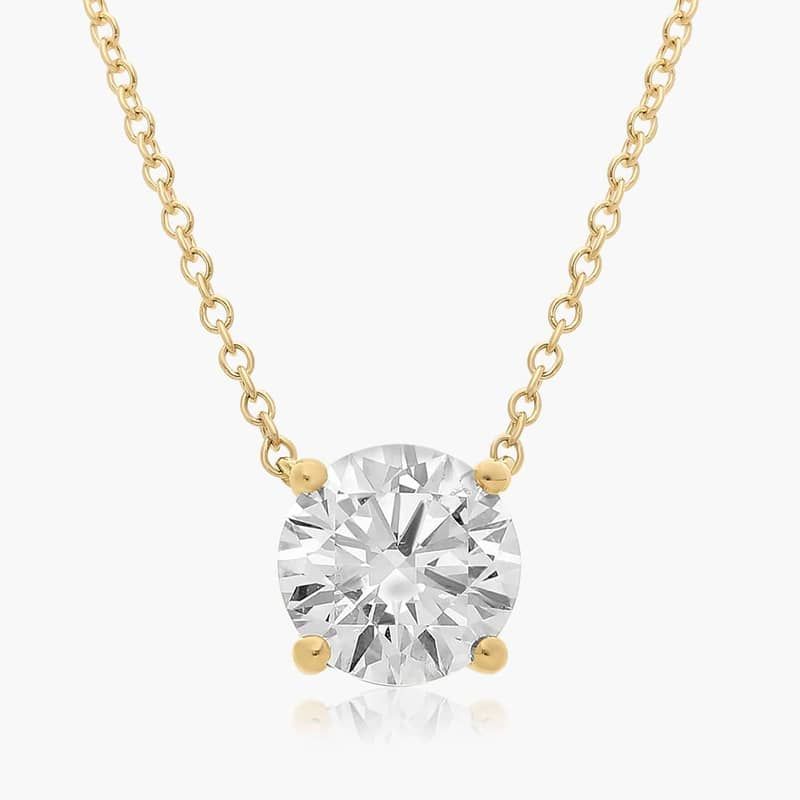 14K Yellow Gold Four Prong Basket Solitaire Lab-Grown Pendant (2.00 CTW - F-G / VS2-SI1)