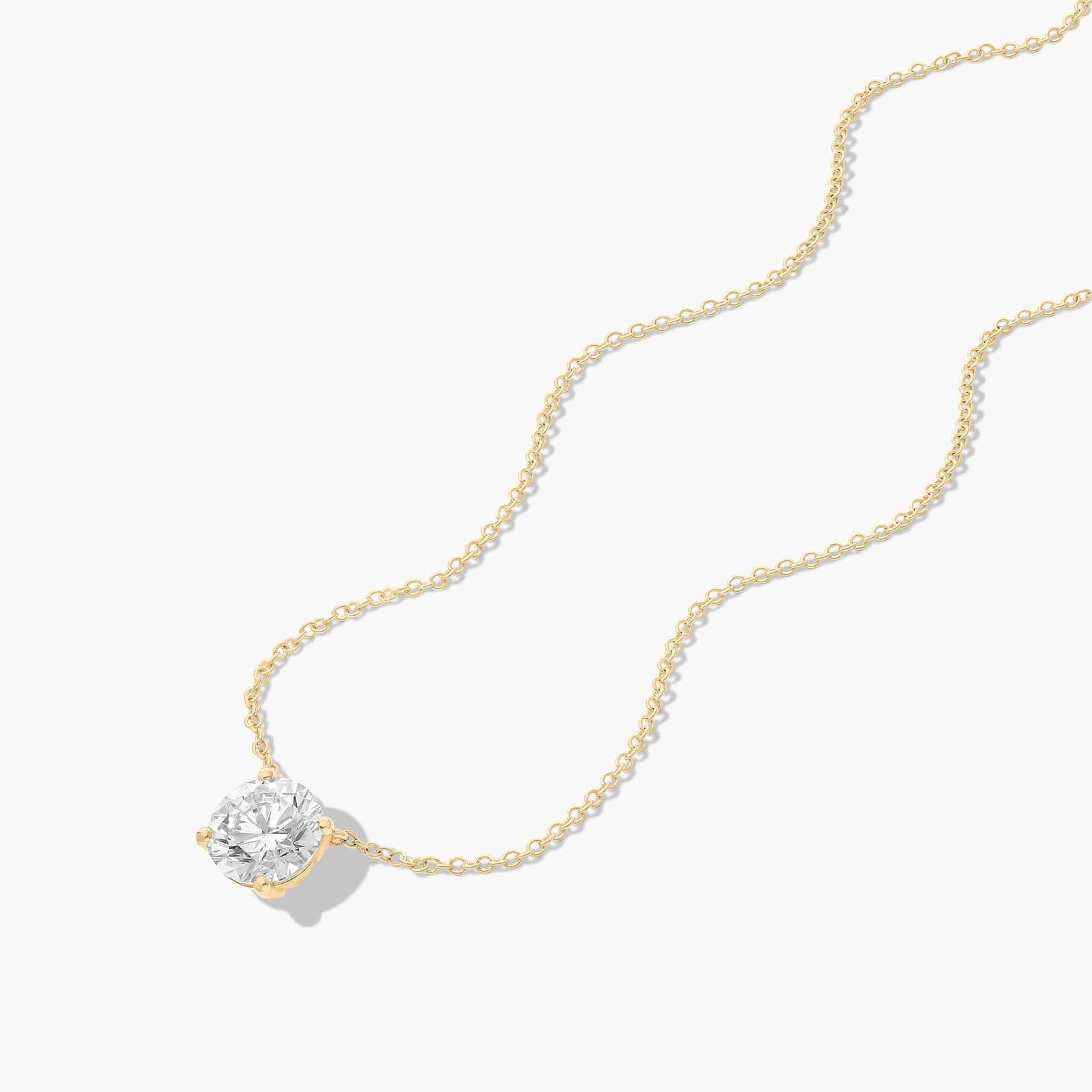 14K Yellow Gold Four Prong Basket Solitaire Lab-Grown Pendant (2.00 CTW - F-G / VS2-SI1)