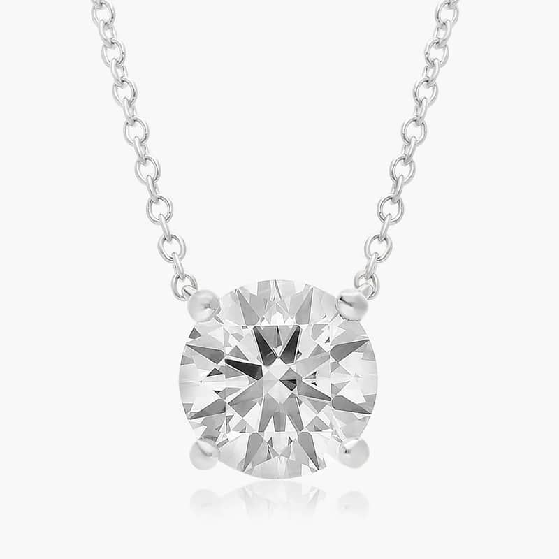 14K White Gold Four Prong Basket Solitaire Lab-Grown Pendant (3.00 CTW - F-G / VS2-SI1)