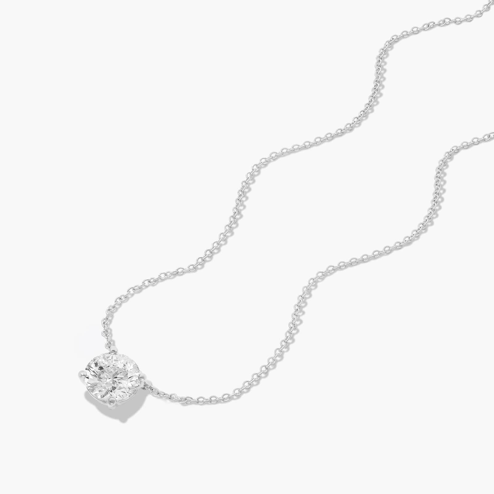 14K White Gold Four Prong Basket Solitaire Lab-Grown Pendant (3.00 CTW - F-G / VS2-SI1)