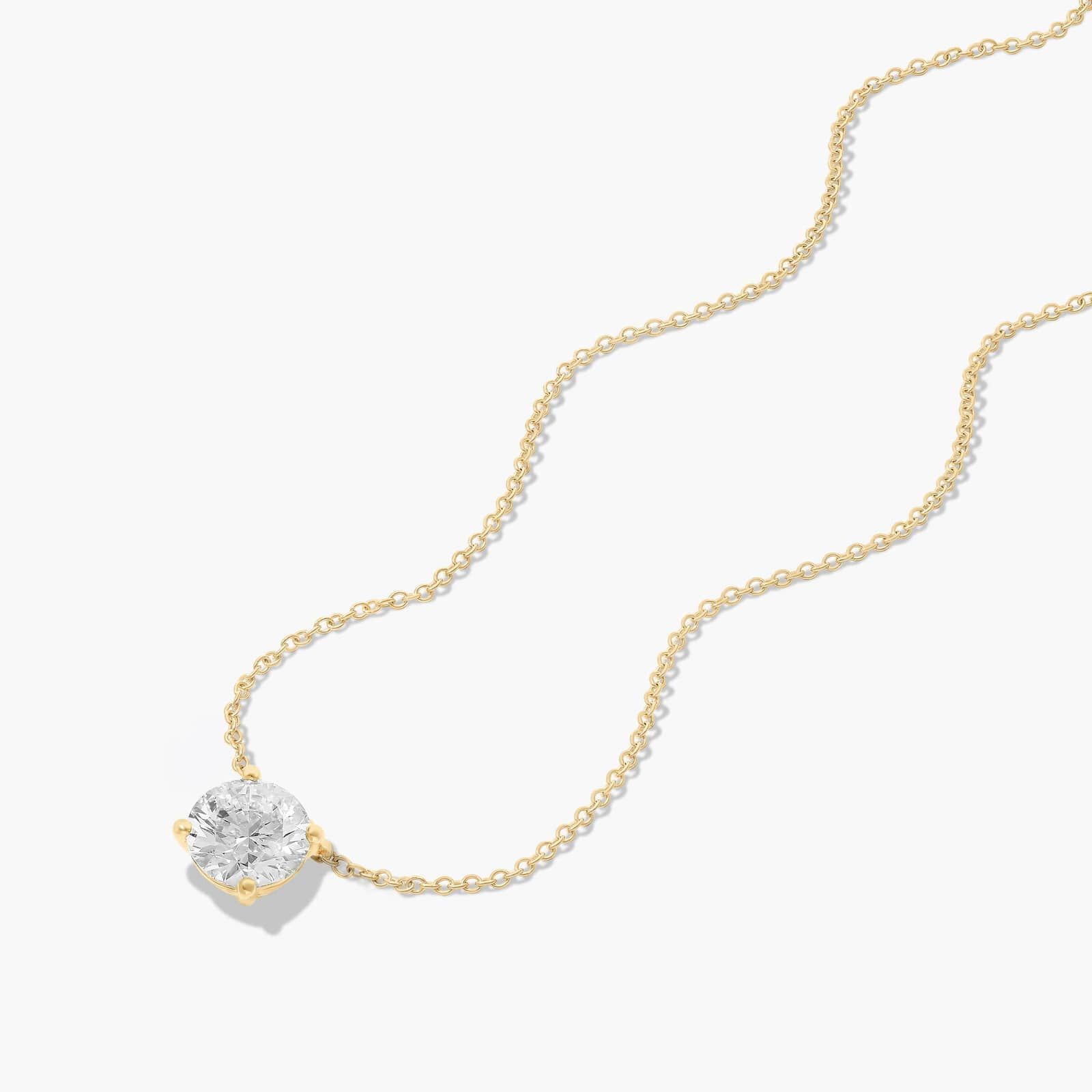 14K Yellow Gold Four Prong Basket Solitaire Lab-Grown Pendant (3.00 CTW - F-G / VS2-SI1)