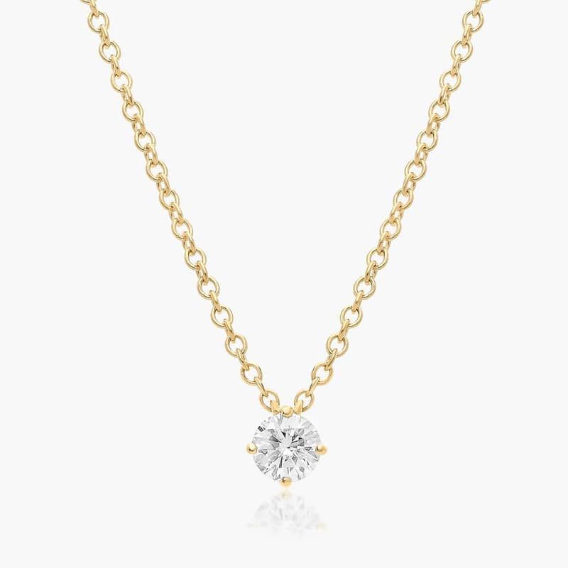 14K Yellow Gold Kite Set Solitaire Lab-Grown Diamond Pendant (0.25 CTW - F-G / VS2-SI1)