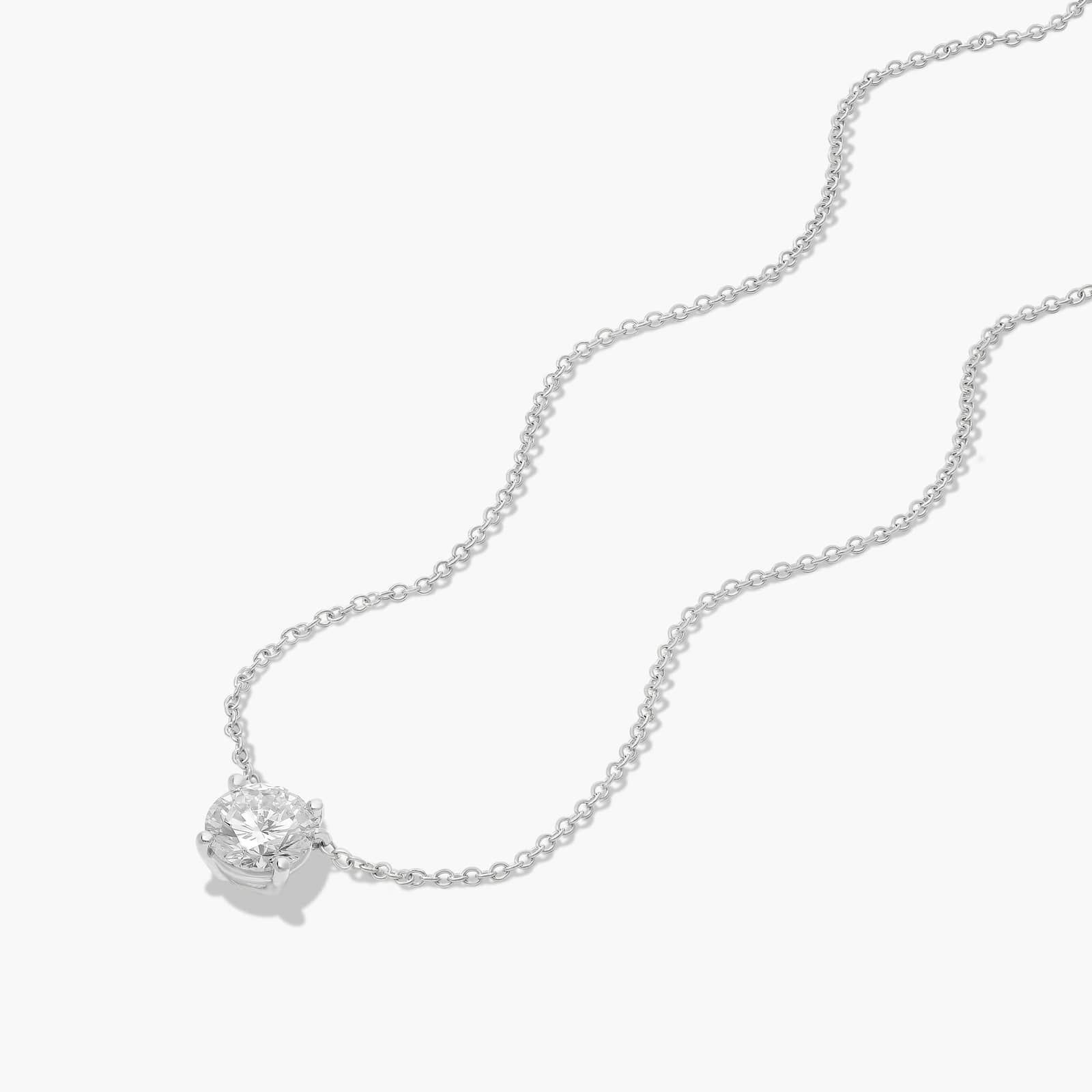14K White Gold Kite Set Solitaire Lab-Grown Diamond Pendant (1.00 CTW - F-G / VS2-SI1)