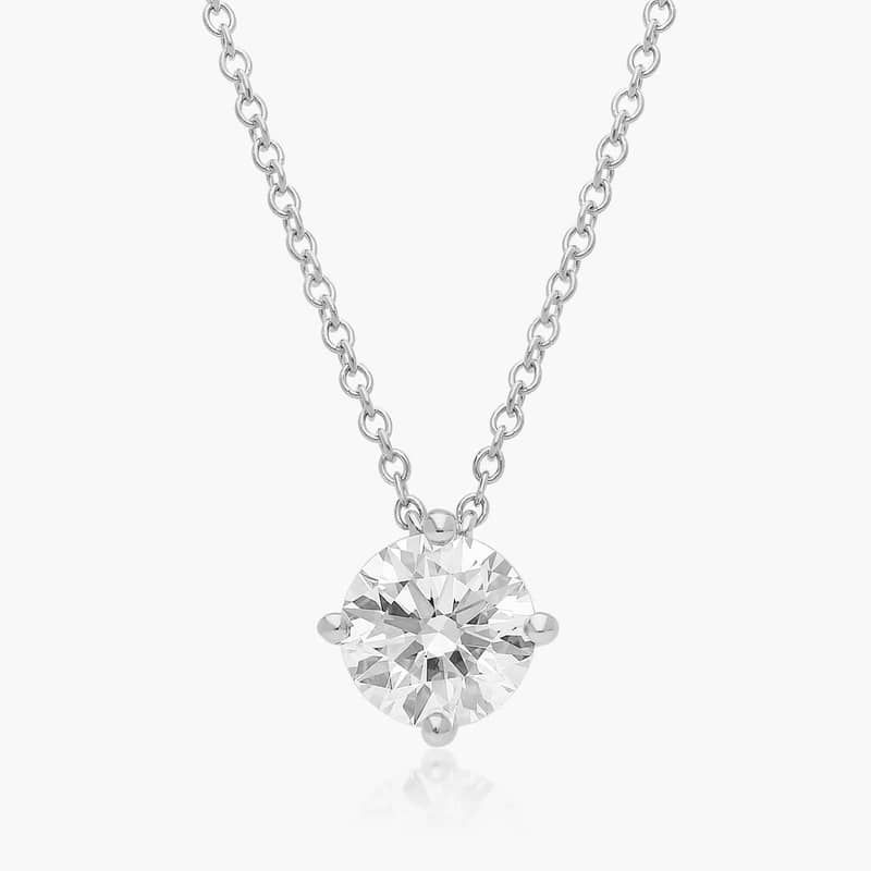 14K White Gold Kite Set Solitaire Lab Created Diamond Pendant (1.5 CTW - F-G / VS2-SI1)