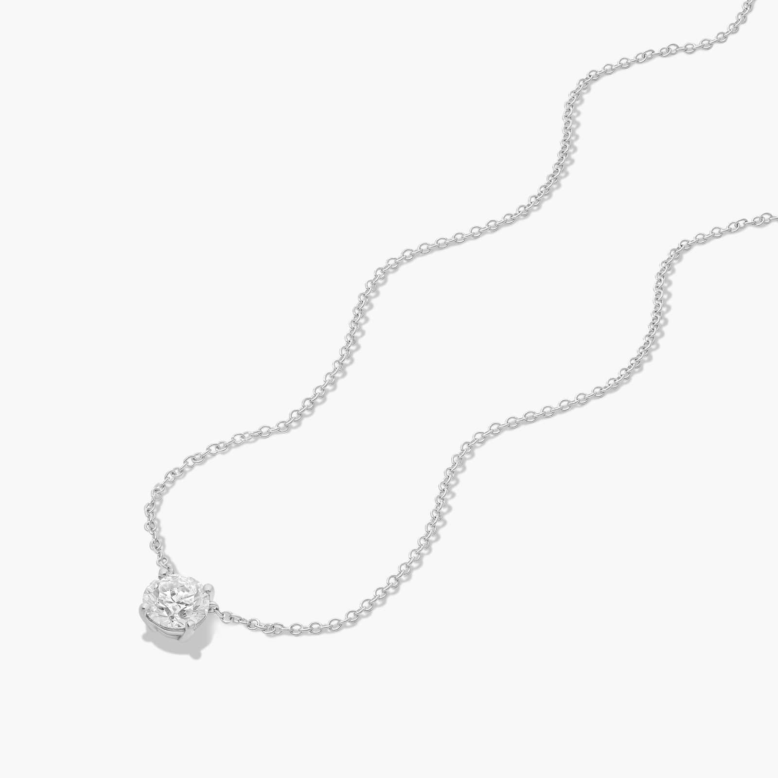 14K White Gold Kite Set Solitaire Lab Created Diamond Pendant (1.5 CTW - F-G / VS2-SI1)