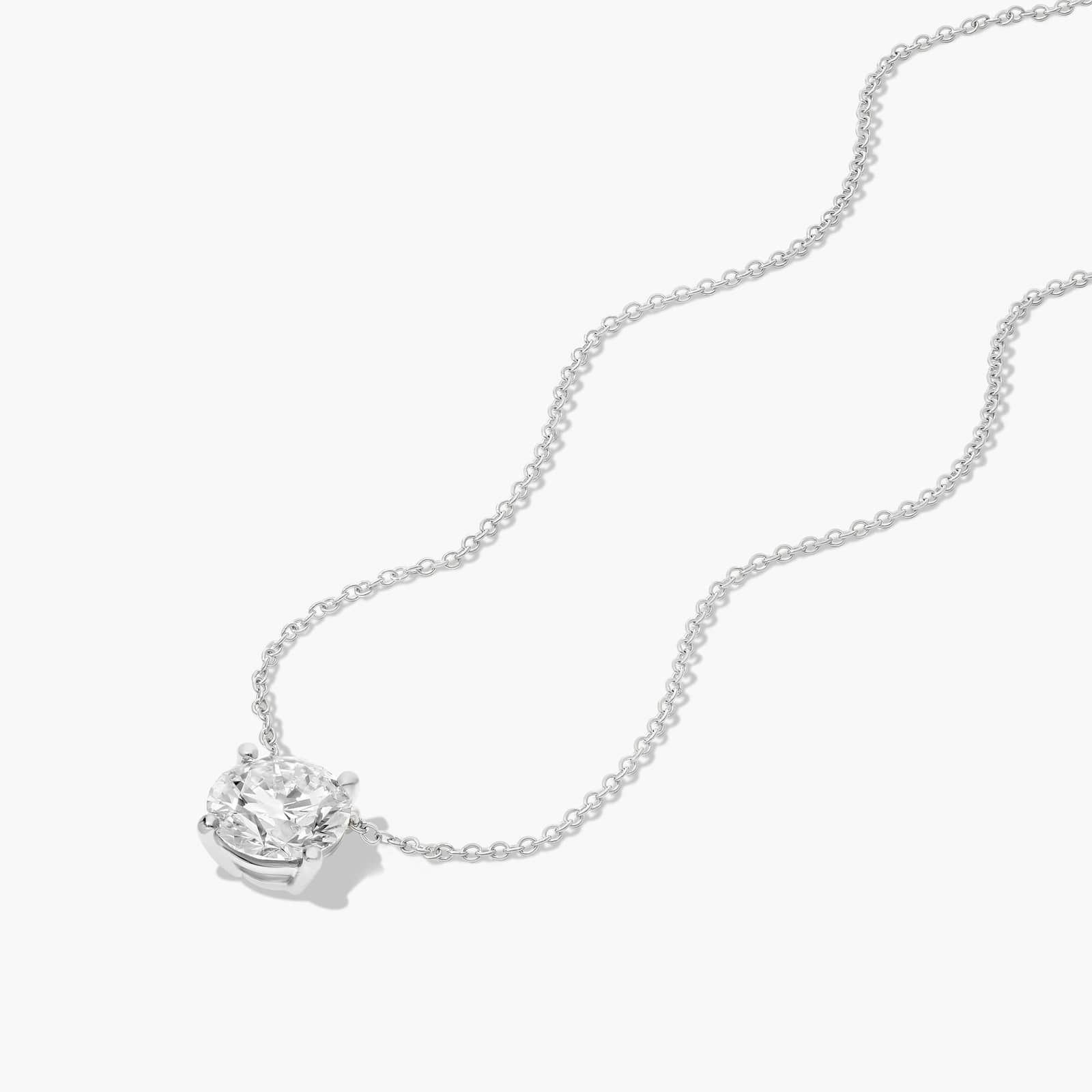 14K White Gold Kite Set Solitaire Lab Created Diamond Pendant (2 CTW - F-G / VS2-SI1)