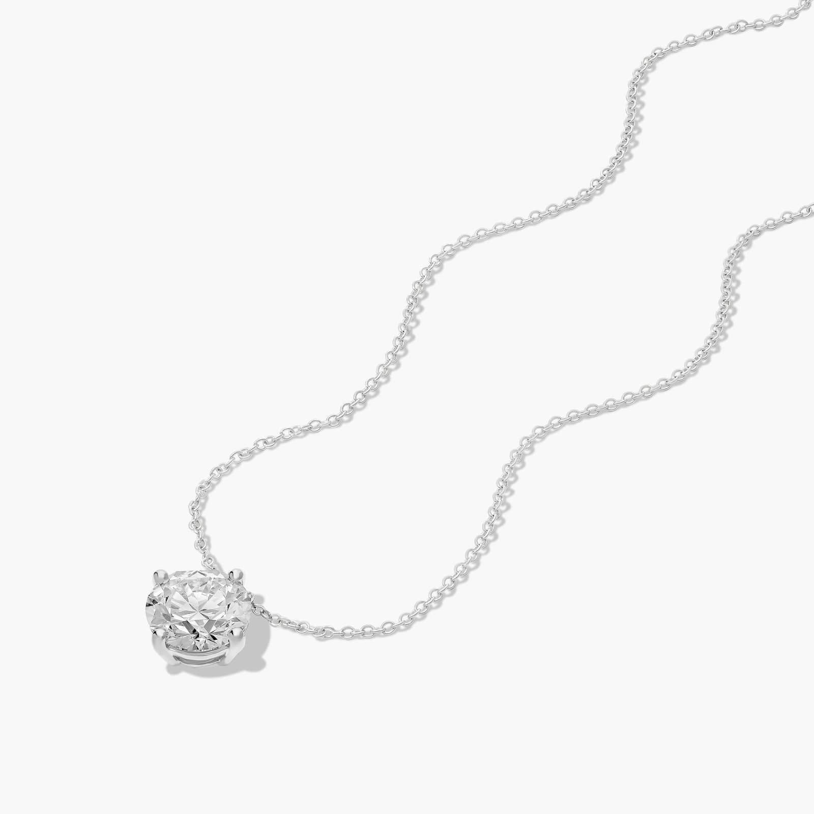 14K White Gold Kite Set Solitaire Lab Created Diamond Pendant (3 CTW - F-G / VS2-SI1)