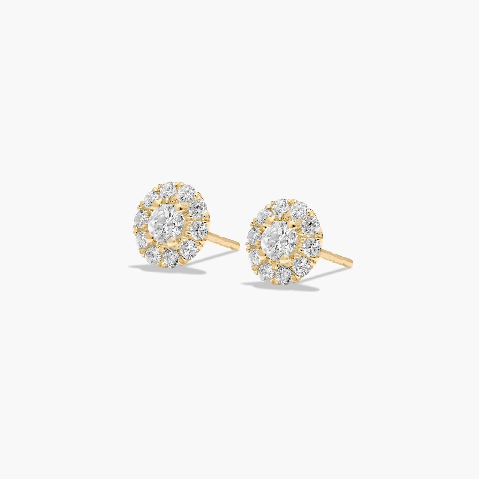 Halo 0.5 CTW Diamond Stud Earrings In 14K Yellow Gold