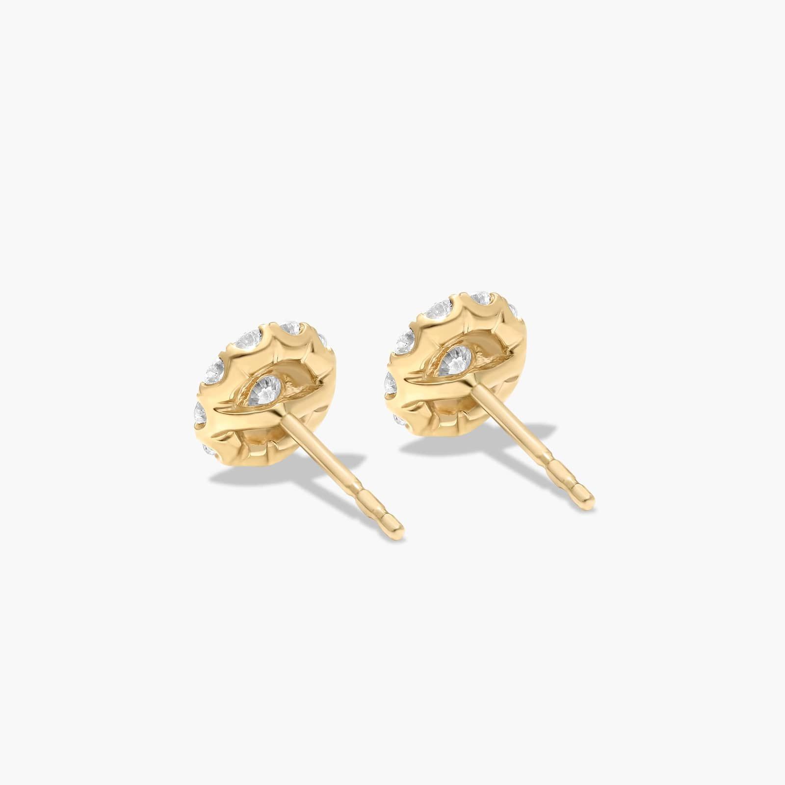 Halo 0.5 CTW Diamond Stud Earrings In 14K Yellow Gold