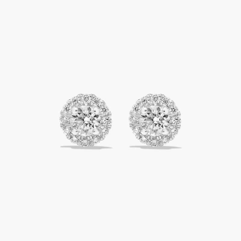 Halo 0.75 CTW Lab-Grown Diamond Earrings In 14K White Gold