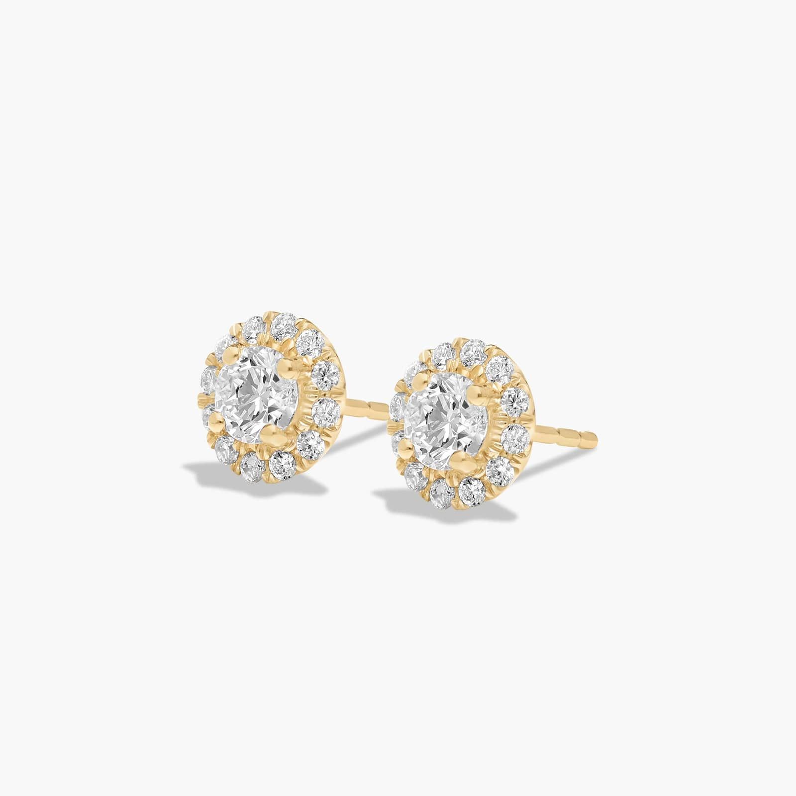 Halo 0.75 CTW Diamond Stud Earrings In 14K Yellow Gold
