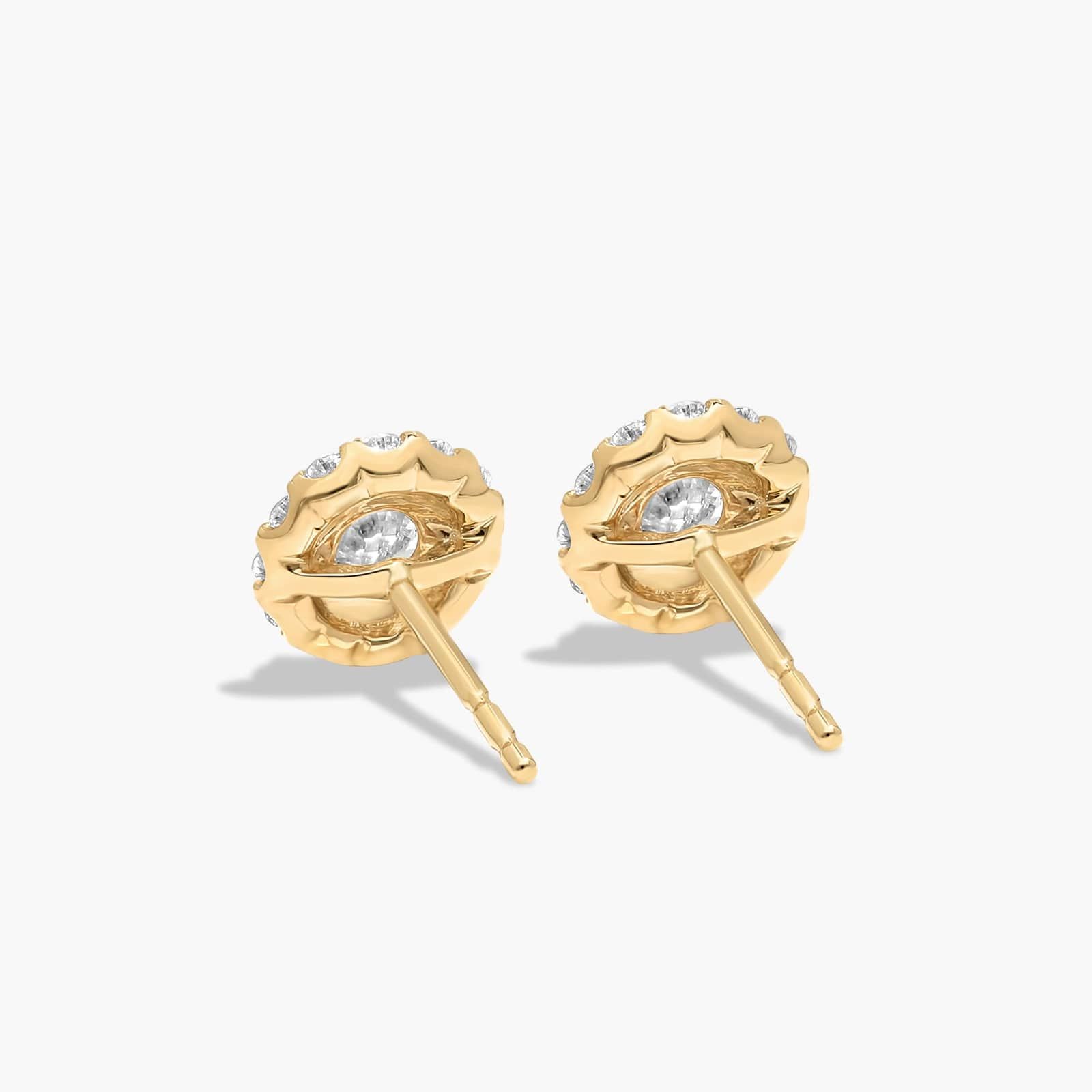 Halo 0.75 CTW Diamond Stud Earrings In 14K Yellow Gold