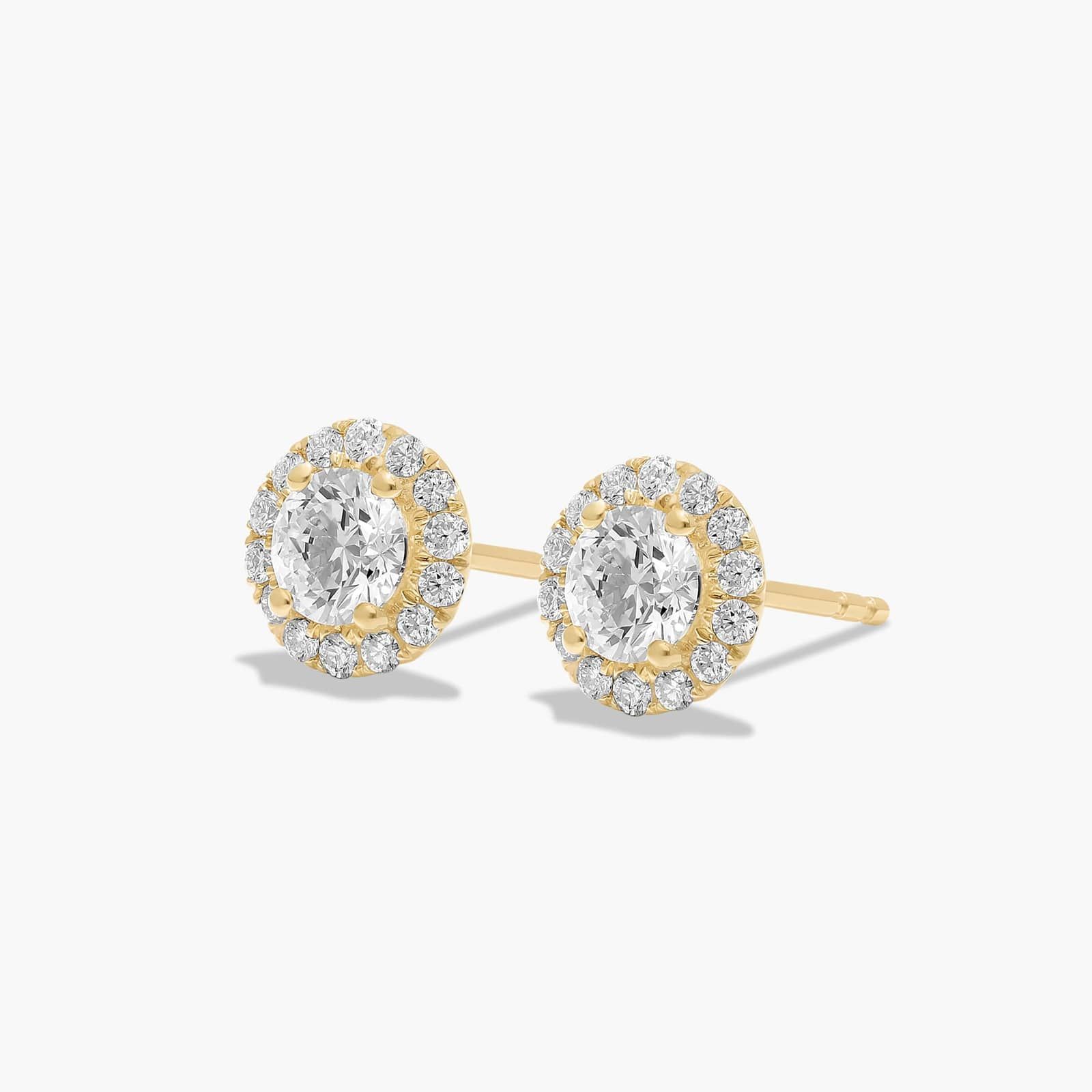 Halo 1 CTW Diamond Stud Earrings In 14K Yellow Gold