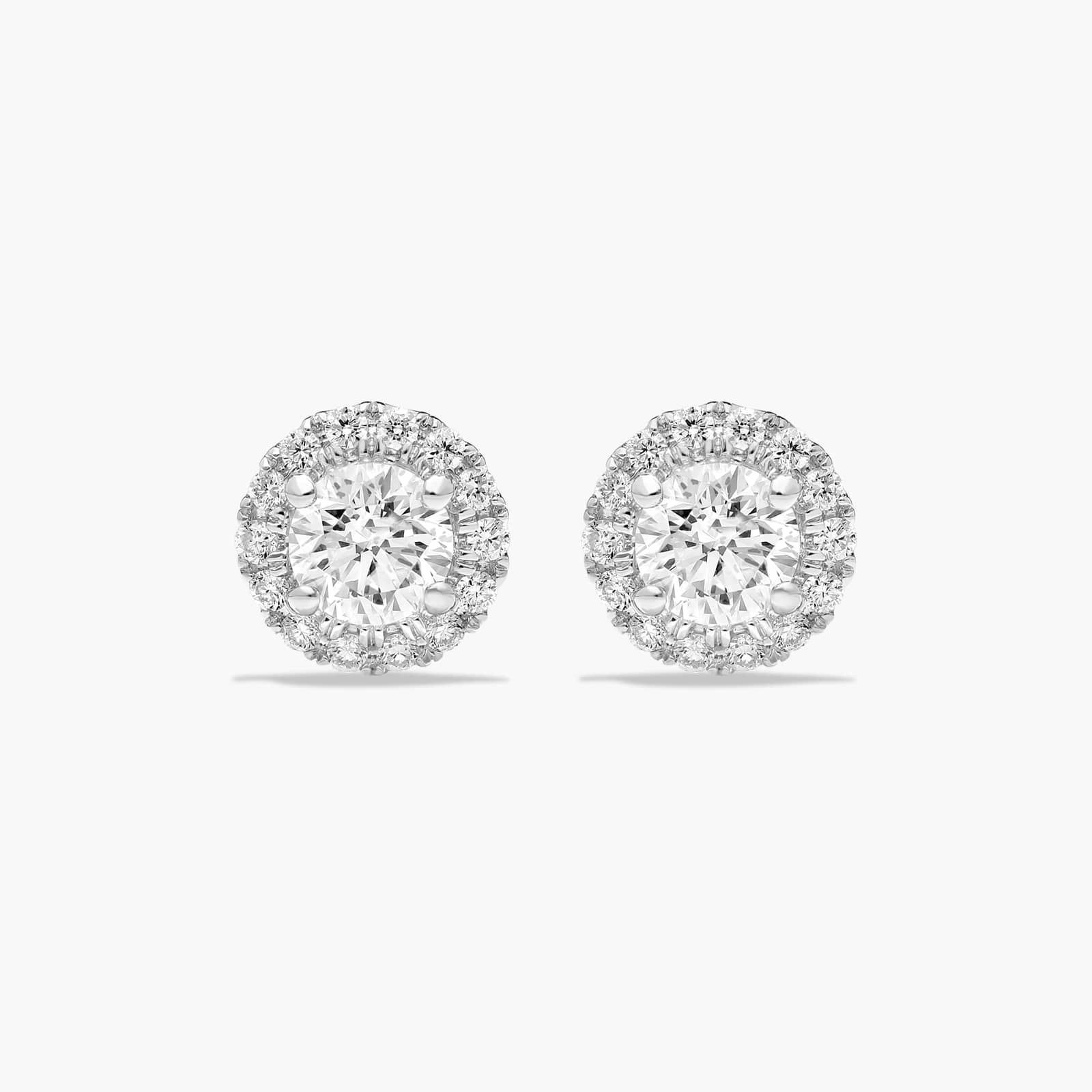 Halo CTW Lab-Grown Diamond Stud Earrings In 14K White Gold