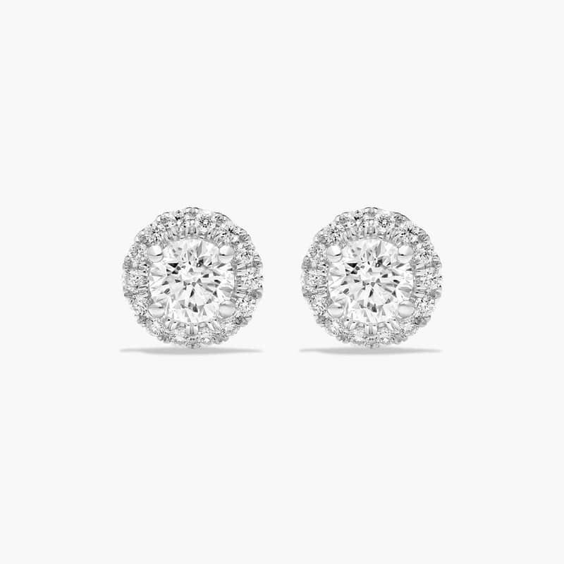 Halo 1.25 CTW Lab-Grown Diamond Stud Earrings In 14K White Gold