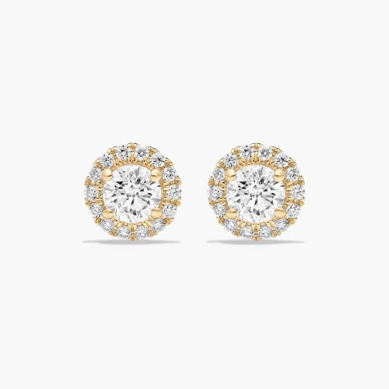 Halo 1.25 CTW Lab-Grown Diamond Stud Earrings In 14K Yellow Gold