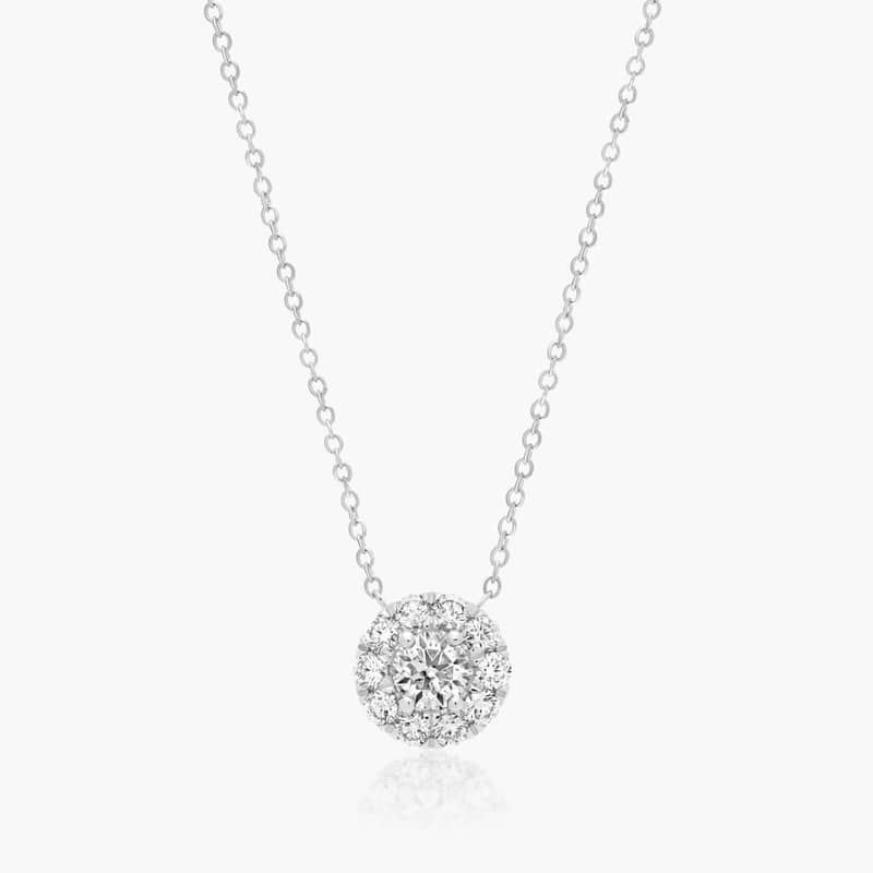 14K White Gold Halo Lab-Grown Diamond Pendant (0.50 CTW - F-G / VS2-SI1)