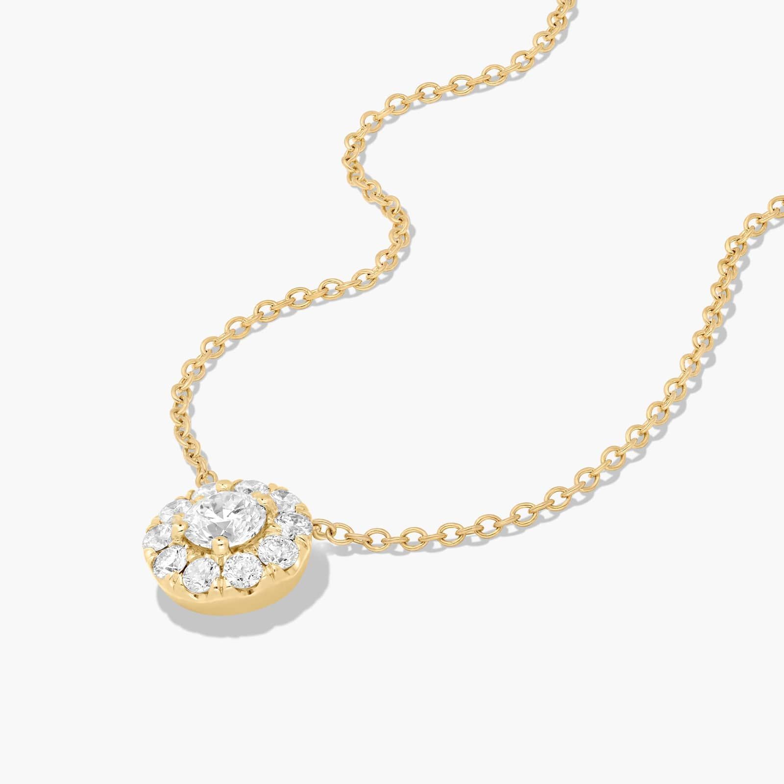 14K Yellow Gold Halo Diamond Pendant (0.50 CTW - H-I / SI1-SI2)