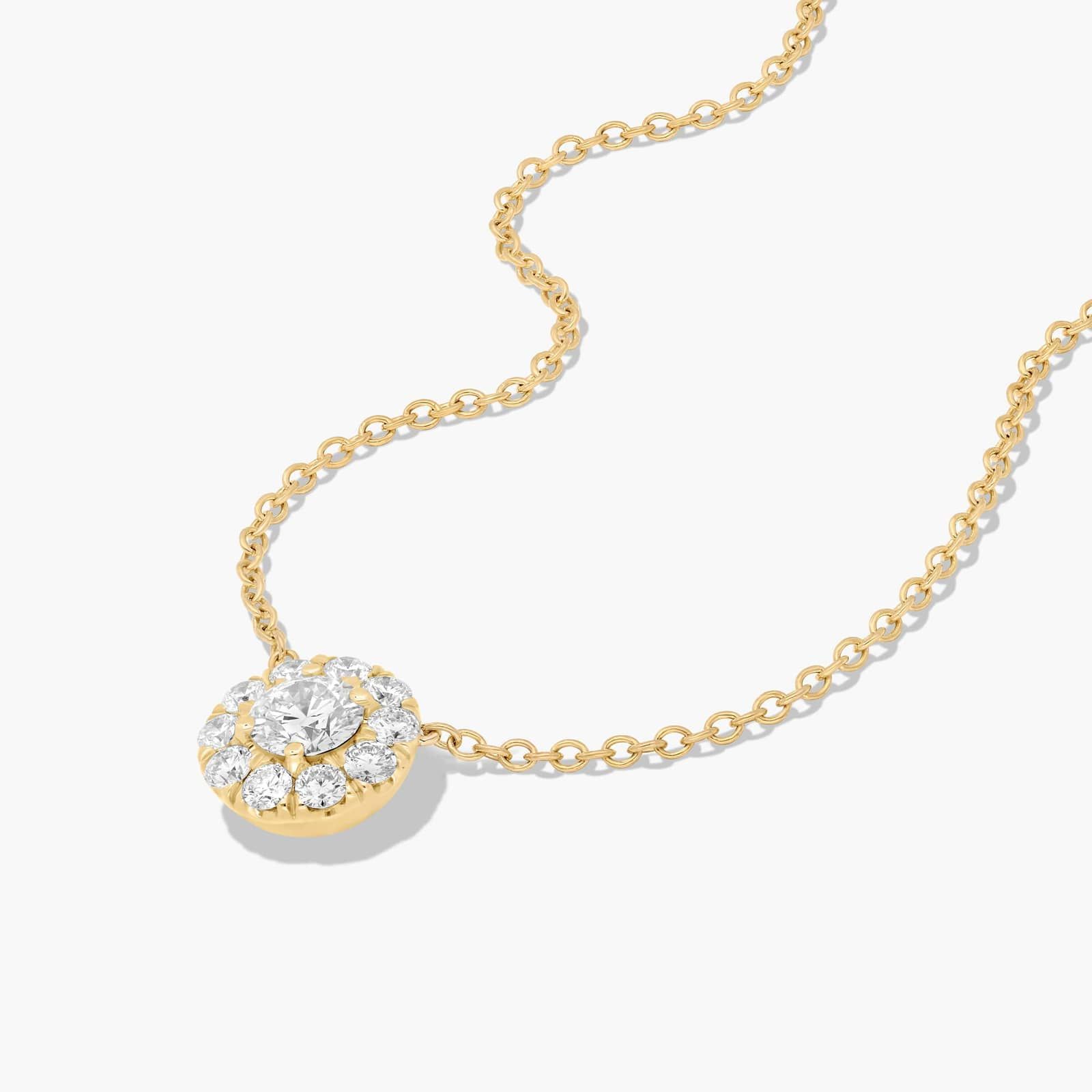 14K Yellow Gold Halo Diamond Pendant (1.00 CTW - H-I / SI1-SI2)