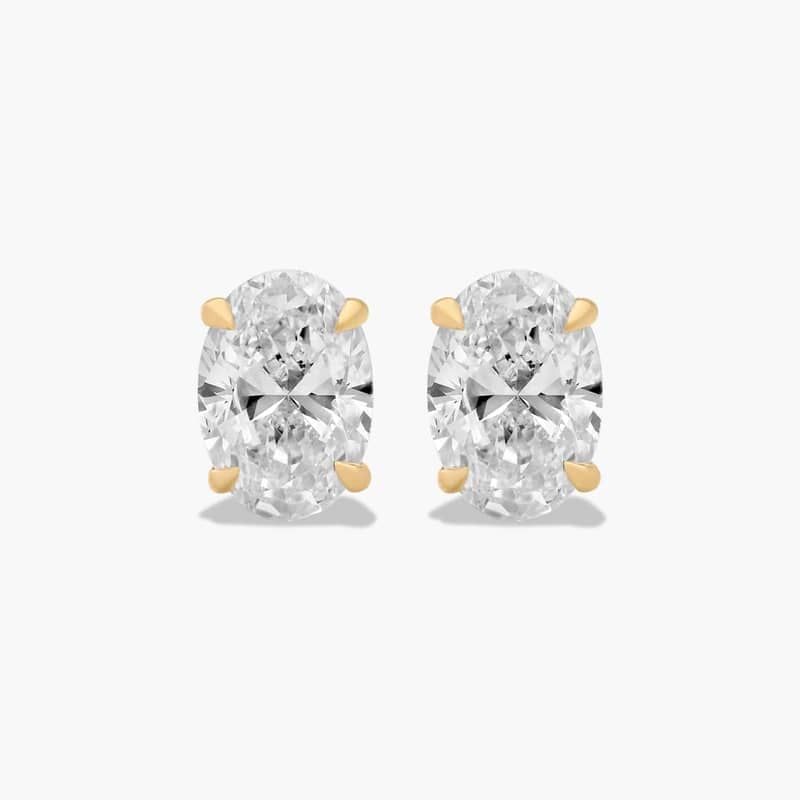 Oval Cut 1 CTW Lab-Grown Diamond Stud Earrings In 14K Yellow Gold