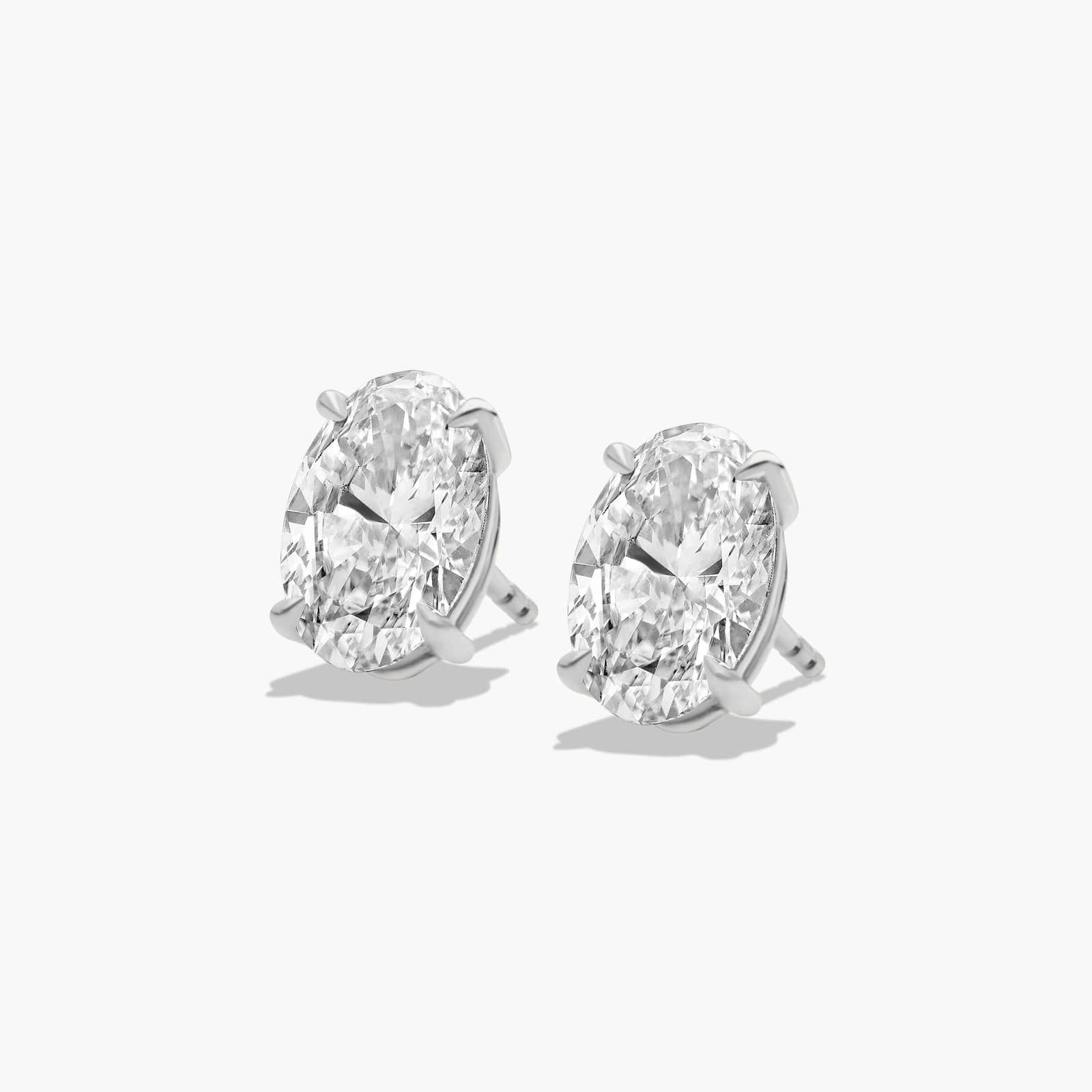 Oval Cut 3 CTW Lab-Grown Diamond Stud Earrings In 14K White Gold